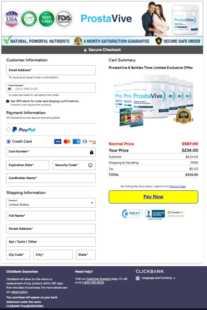 ProstaVive order paypal